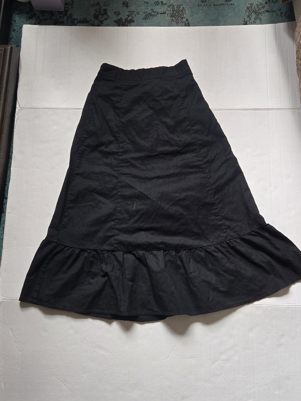 Black A-Line Ruffle-Hem Women's Skirt